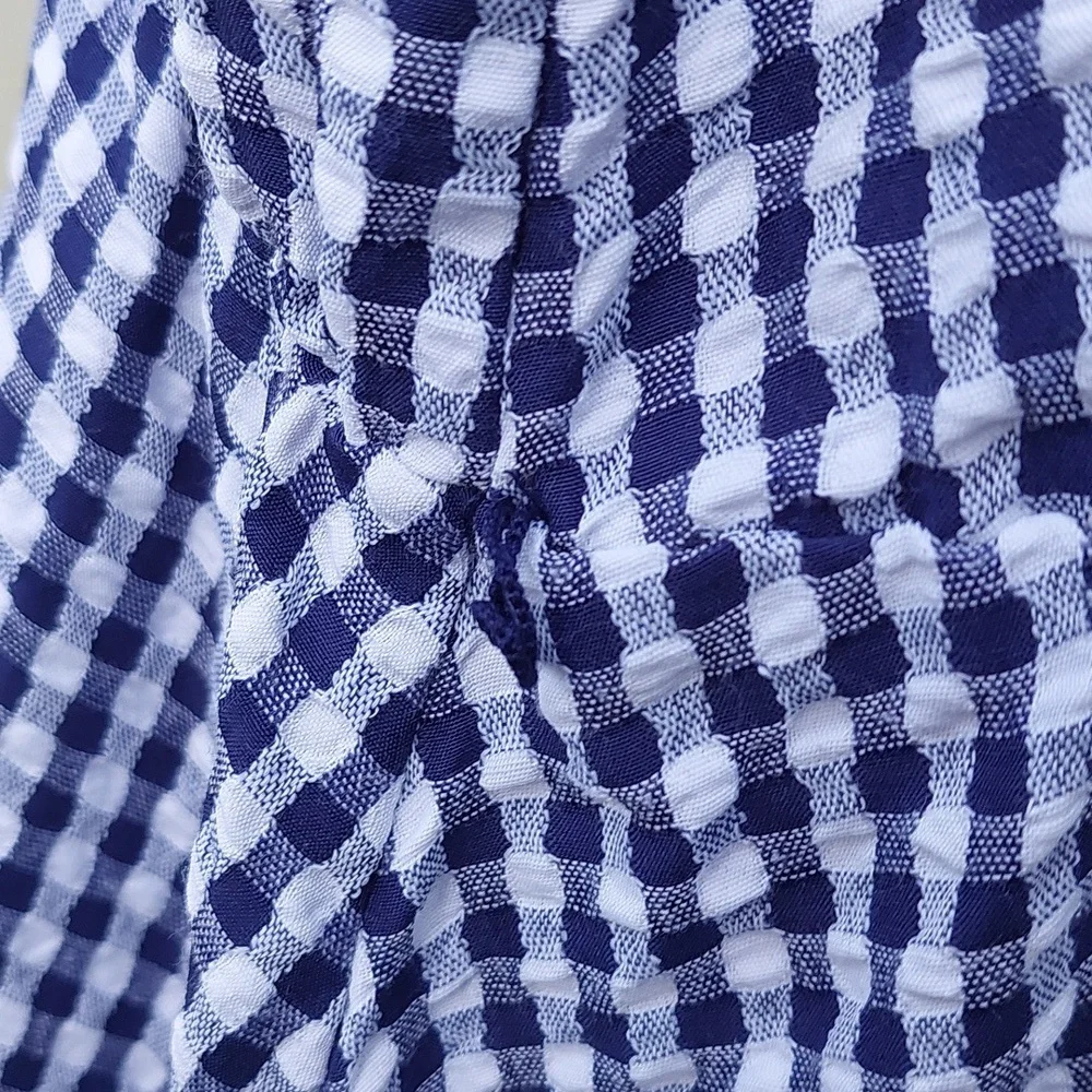 Melonie Blue and White Sleeveless Checkered Midi Dress Sz 20W - Picture 9 of 15